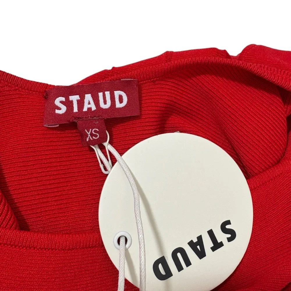 STAUD NWT red knit sleeveless ellison midi dress XS - Picture 4 of 13